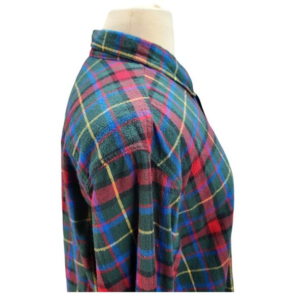 L.L Bean Traditional Fit Flannel Shirt Men XLARGE Green Red Western Scotch Plaid - Picture 6 of 11